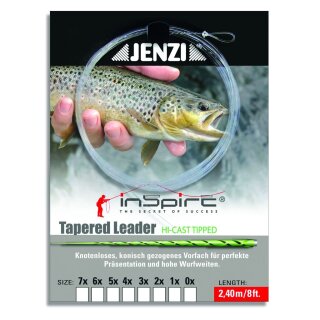 JENZI Tapered Leader - The classic 1x 0.28mm 0.57mm 2.4m Clear